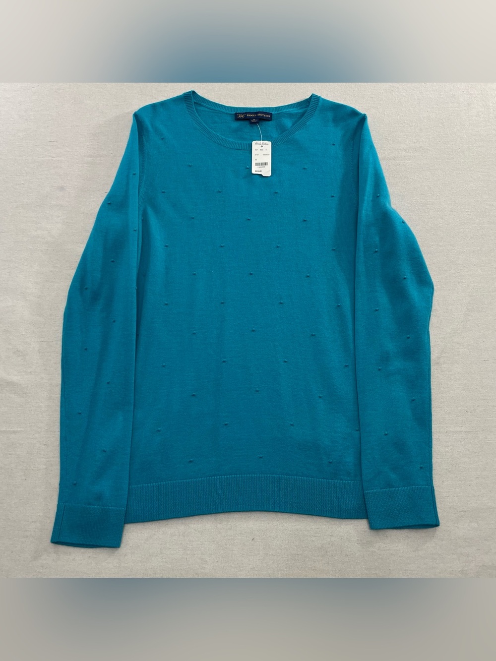 NWT Brooks Brothers "346" 100% Merino Blue Geometric Knit Sweater Crewneck Sz M